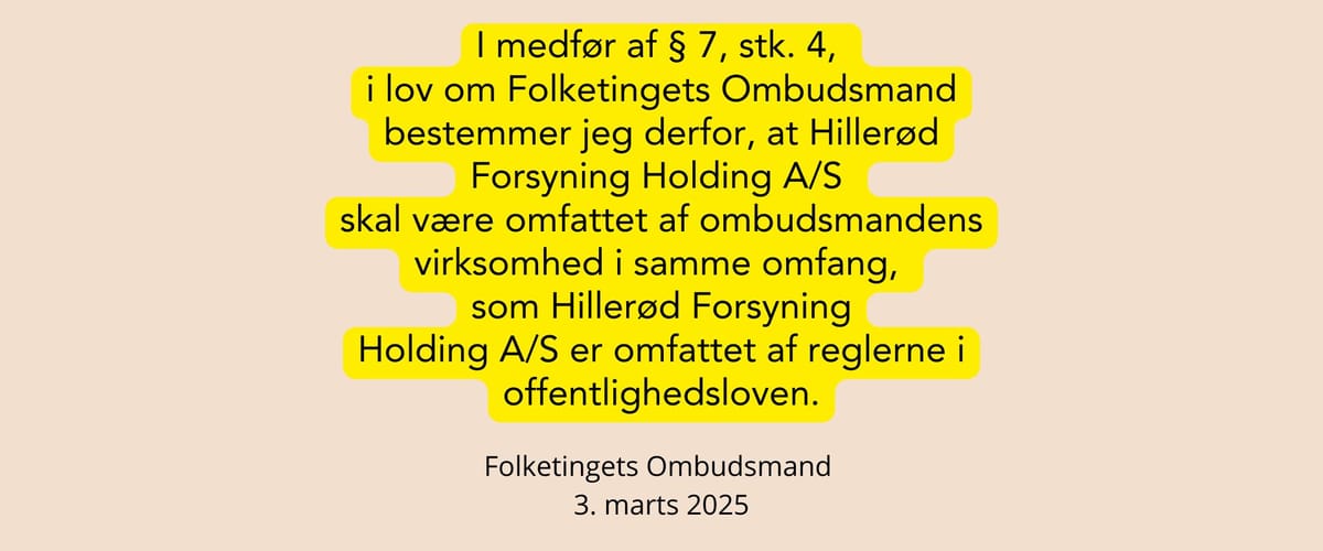 Ombudsmanden underlægger Hillerød Forsyning sin kontrol – afgørelse med landsdækkende betydning