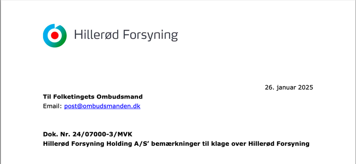 Hillerød Forsyning Ombudsmandssagen - Høringssvar